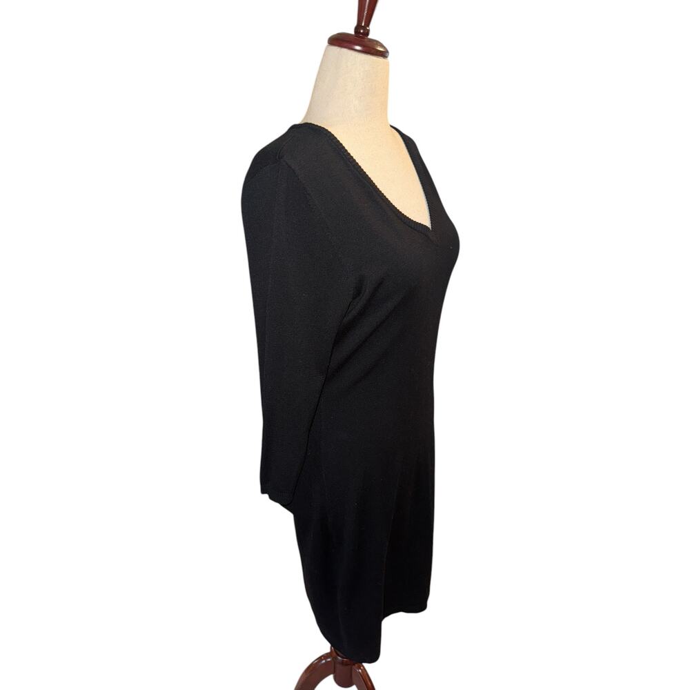 Calvin Klein black sweater dress 3/4 sleeves tags cut out sz large - Picture 2 of 6